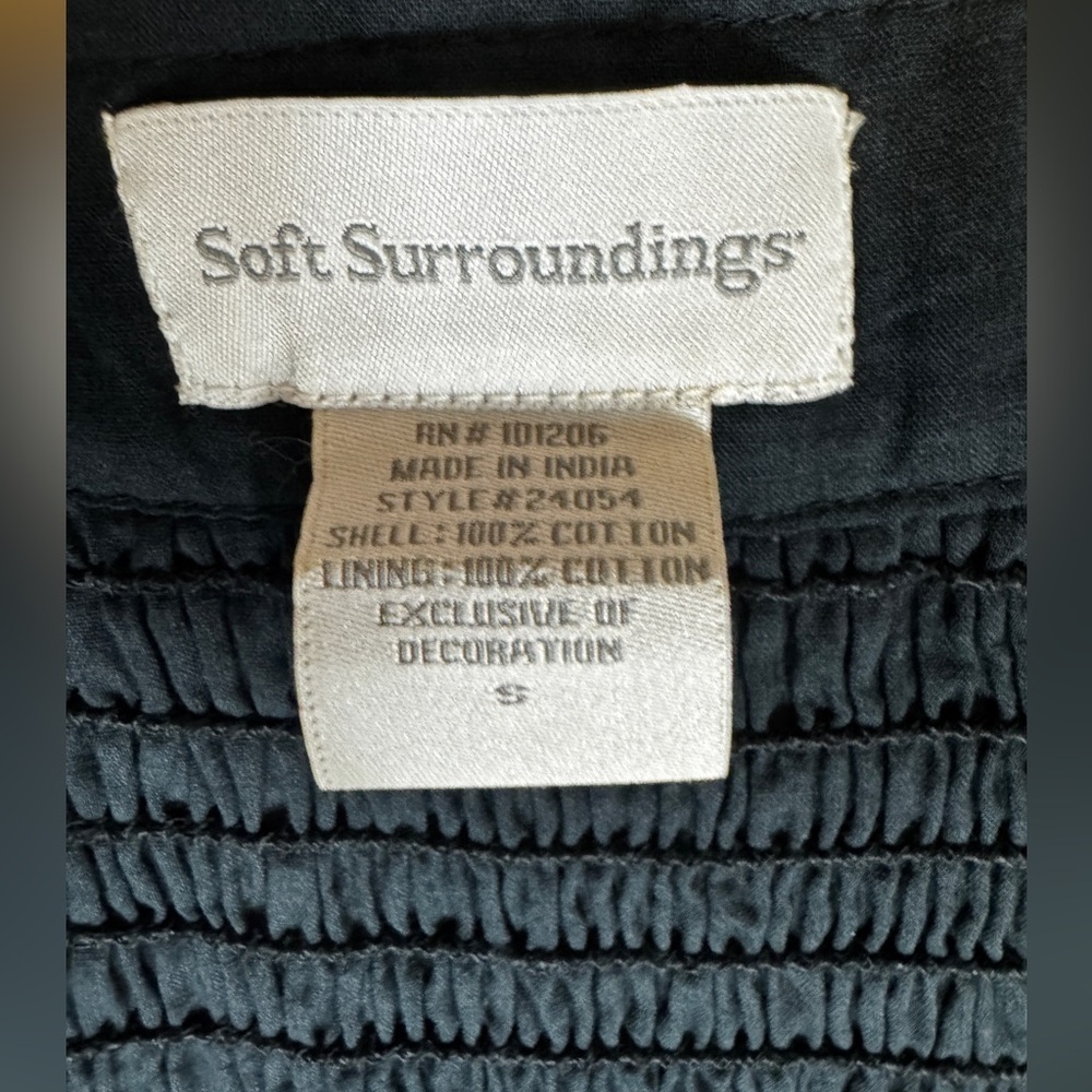 SOFT SURROUNDINGS 100% Cotton Elegant Bohemian Black Maxi Dress Size Small G#25 - Picture 14 of 14